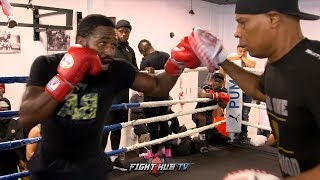 ADRIEN BRONER FLASHES LIGHTING QUICK COMBINATIONS DURING MEDIA WORKOUT FOR MANNY PACQUIAO