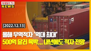 올해 무역적자 '역대 최대' 500억 달러 육박... 내년에도 적자 전망 (20221213)