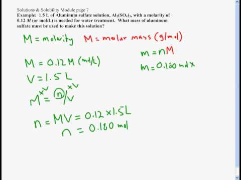 Molarity - Find a Mass form a Molarity and Volume Molarity - Find a Mass form a Molarity and Volume