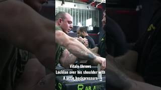 Vitaly laletin throws Lachlan over shoulder with a smidge of back pressure🤣#armwrestling #viral