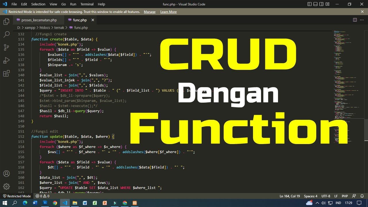 Crud Menggunakan Function Youtube
