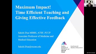 Maximum Impact! Time Efficient Teaching and Giving Effective Feedback