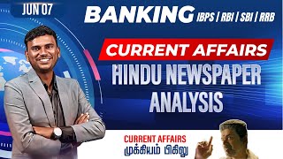 Banking Current Affairs | IBPS/RBI/SBI/RRB | June 7 CA | Hindu Newspaper Analysis | Mukesh