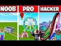 Minecraft NOOB Vs HACKER: AMUSEMENT Park Build Challenge!!