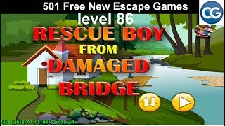 [Walkthrough] 501 Free New Escape Games level 86 - Rescue boy from damaged bridge - Complete Game