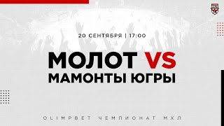 20.09.2022. МХК «Молот» – «Мамонты Югры» | (OLIMPBET МХЛ 21/22) – Прямая трансляция