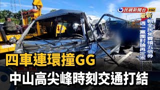 國道4車連環撞 拖板車未注意路況釀禍－民視新聞