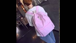 Canvas bags solid color backpack College wind.avi