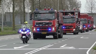 Brandweerpeloton met begeleiding naar Amsterdam Westpoort voor een grote Tank brand - Oefening!