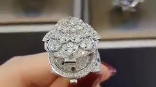 من اجمل الخواتم الالماس 💎💎💎خاتم الماس على شكل ساعة💎💎