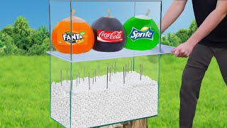 Experiment: Giant Balloons of Coca Cola & Fanta & Sprite VS Mentos