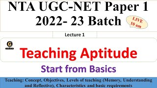 Teaching Aptitude  Paper 1 Day 1 |Concept, Objectives, Levels of teaching | NTA UGC NET - Dr Triptii