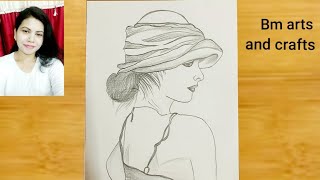 How to draw a girl with Cap for beginners | Pencil sketch | Step by step | Girl Drawing tutorial