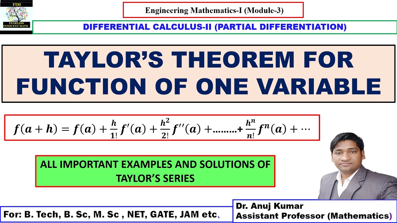 Taylor's Theorem One Variable | Taylor Series Engineering Mathematics ...