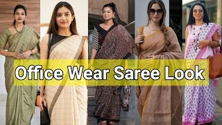 Officer wear Saree Look || Office Wear Saree For women || Office wear saree style||cotton Saree