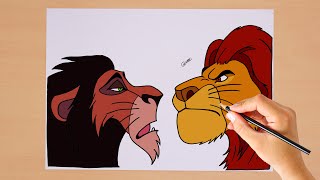 Drawing Mufasa and Scar | How to Draw Mufasa and Scar | Step by step | The Lion King