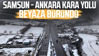 Samsun - Ankara kara yolunda kar: Beyaza büründü