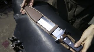 Forging the Prototype 2 game Bowie knife, part 3, making the sheath.
