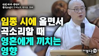 임종 시에 울면서 곡소리 할때 영혼에게 끼치는 영향 | 전설 따라 삼천리 광우스님의 부처님과 제자들 28회(14-2) 죽음 사망 임종 곡소리 울음 슬픔 염불 장례