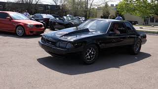 FOR SALE Vortech Supercharged Foxbody Mustang Does Burnout Leaving Chicago Cars and Coffee Show