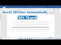 Automatically Insert All Types of Lines in MS Word | Add Straight Lines in Word with Shortcut keys