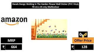 Decals Design Walking in The Garden Flower Wall Sticker PVC Vinyl, 70 cm x 25 cm, Multicolour