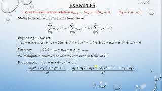 Solution of Recurrence Relation using Generating Function