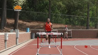 Olympic hurdler works deli counter to fund training