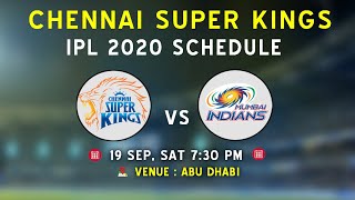 IPL 2020 CSK Schedule | CSK All matches Schedule | Dates and Time table