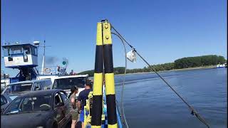 Crossing Danube River by ferry ,from Smardan to Braila