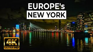 Rotterdam, Netherlands Night Walk( 4K Ultra HD 30 fps) - With Captions