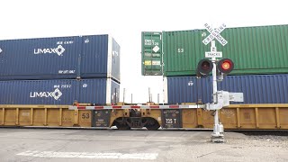 UP 7257 Manifest Train South - E Church St. Railroad Crossing (Stockton, CA)