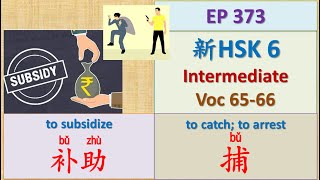 [EP 373] New HSK 6 Voc 65-66 (Intermediate): 补助、捕 || 新汉语水平3.0中级词汇6 || Join My Daily Live