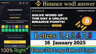 binance word of the day answer today | Theme The Long Game of Crypto | 16 January 2025