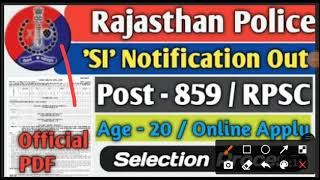 RAJASTHAN SI VACANCY 2021|SELECTION PROCESS |QUALIFICATION | AGE LIMIT FULL DETAILS