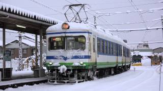 福井鉄道200形　モハ202　大雪の赤十字前到着