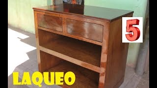 QUINTA PARTE 5 (Como Laquear Con ESPATULA Y MONA Mueble Madera) PORTA TV FACIL - Luis Lovon