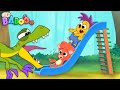 Club Baboo | LONG 1 HOUR VIDEO | Going down the slide at the playground | Learn Dinosaur Names