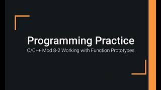 C++ Programming Examples 08-2 Working with Function Prototypes
