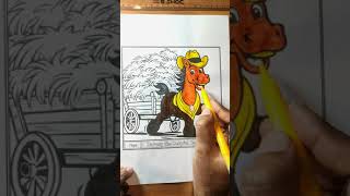 The B collection | Farm animal coloring book happy horse coloring  #hours #shorts #drawing #art