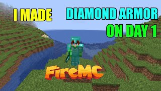 I MADE DIAMOND ARMOR ON DAY 1 OF FIRE MC [POJAVLAUNCHER] #viral #minecraft #video
