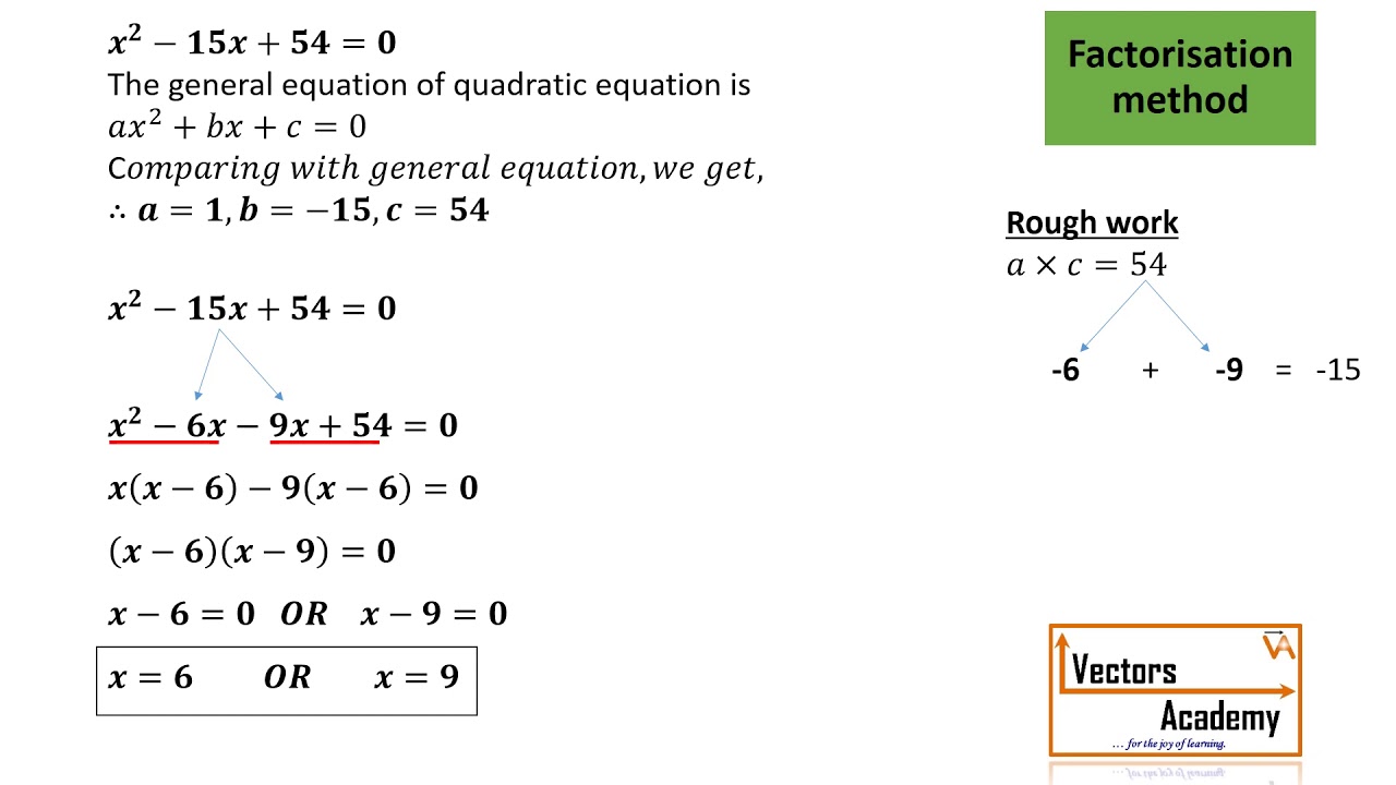 Class X: Quadratic Equations - Factorization Method To Solve Quadratic ...