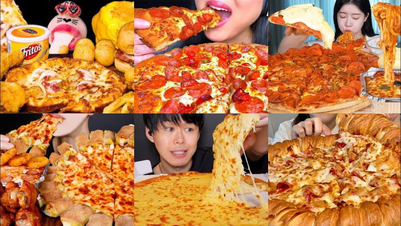 Cheesy Pizza Mukbang Compilation Asmr Youtube