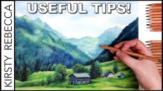 How to draw a LANDSCAPE using COLOURED PENCIL!