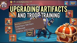 Lords Mobile - Upgrading artifacts \u0026 troop training on my RALLY LEAD account !!