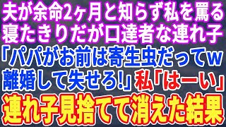 【スカッとする話】夫が余命2ヶ月と知らず私を罵倒する車椅子の夫の連れ子「パパの寄生虫が偉そうにｗ離婚して消えろｗ」私「ではご機嫌よう」→連れ子の娘を見捨て消えた結果ｗ【修羅場】【朗読】