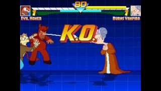 Evil Homer vs Vampire Burns with Flanders (MUGEN)