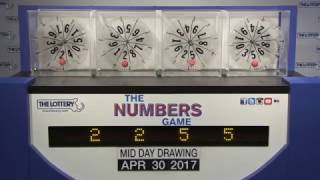Midday Numbers Game Drawing: Sunday, April 30, 2017