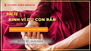 Buổi 97 Tu Học Kinh Nikaya:  BÀI 22 KINH VÍ DỤ CON RẮN (P7)  - 22/9/2024