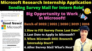 🔴Finally, Microsoft Research Internship 2021 Start Sending Survey Mail for Internship Role Apply Now